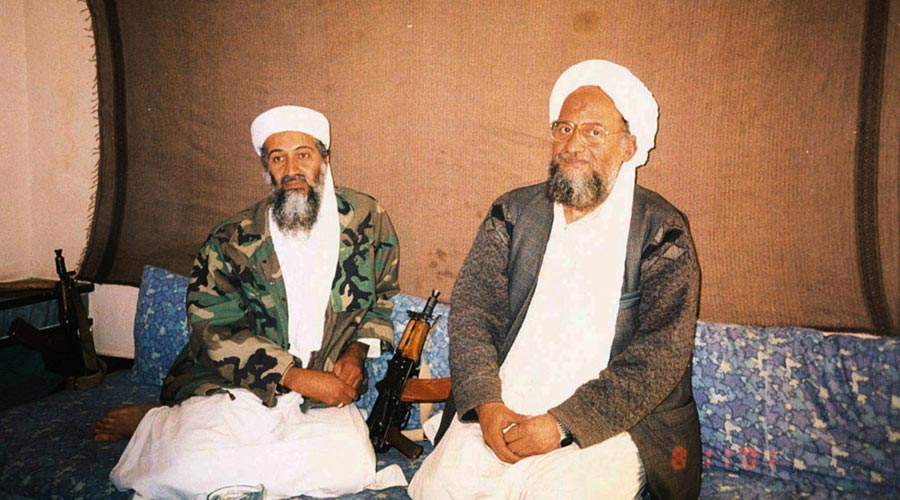 Al-Qaeda leader Osama bin Laden (left) with Ayman al-Zawahiri