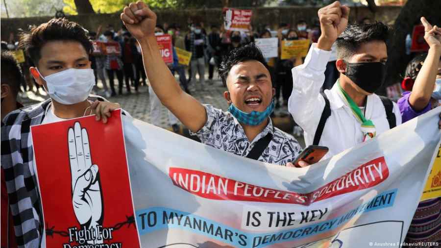 Citizens of Myanmar living in India have staged several demonstrations against the military junta in their country