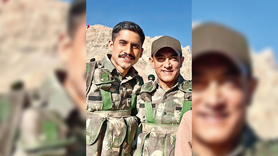 Chay with Aamir Khan on the Kargil sets of Laal Singh Chaddha