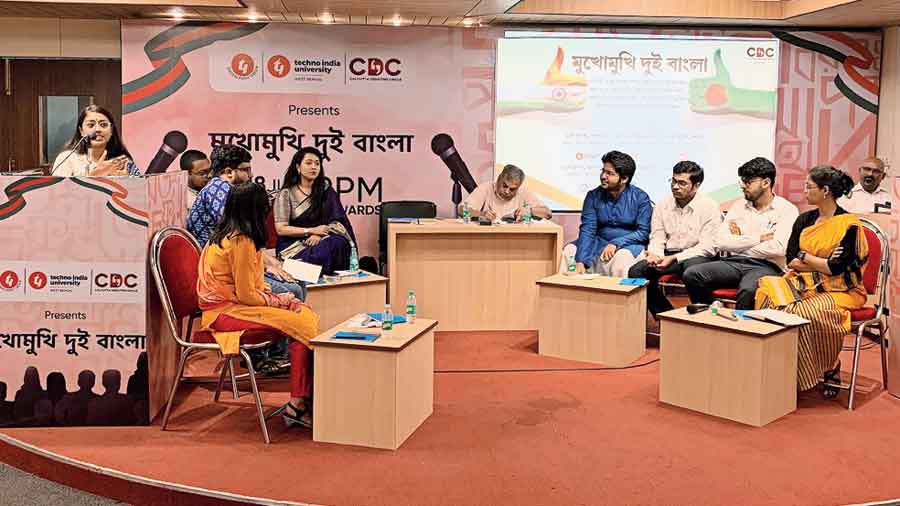 The debate in progress at Techno India University