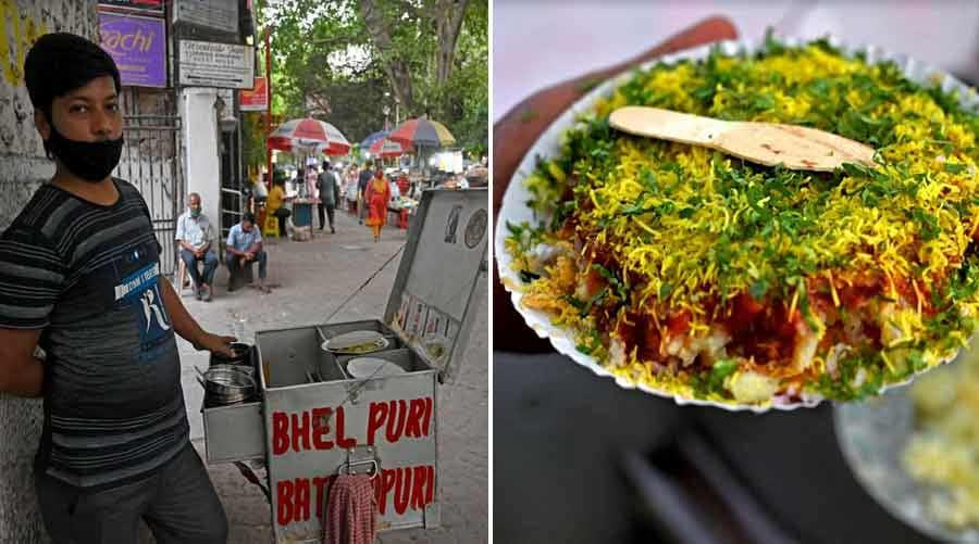 6. SEV PURI FROM PARK STREET: Umesh Kumar Singh’s stall, beside the Park Street Post Office, serves Kolkata a slice of Mumbai with its traditional sev puri. One plate of eight papris, each topped with a medley of mashed potatoes, onions and coriander, finished off with swirls of sweet-and-spicy date chutney and the dollops of green chilli paste. A generous garnish of sev and coriander — and you have the best on-the-go grub 