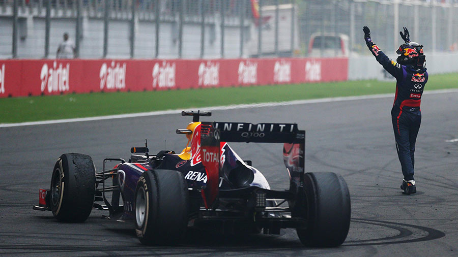 Vettel after bagging victory in the 2013 Indian Grand Prix