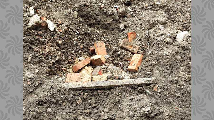 The remnants of the railway track found during work on the East-West Metro on Thursday.