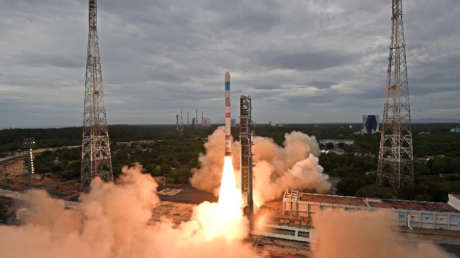  ISROs new offering Small Satellite Launch Vehicle (SSLV) during its launch from the Sathish Dhawan Space Centre, in Sriharikota