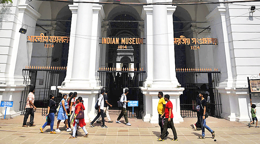 The main entrance to the Indian Museum on JL Nehru Road on Sunday, a day after the firing.