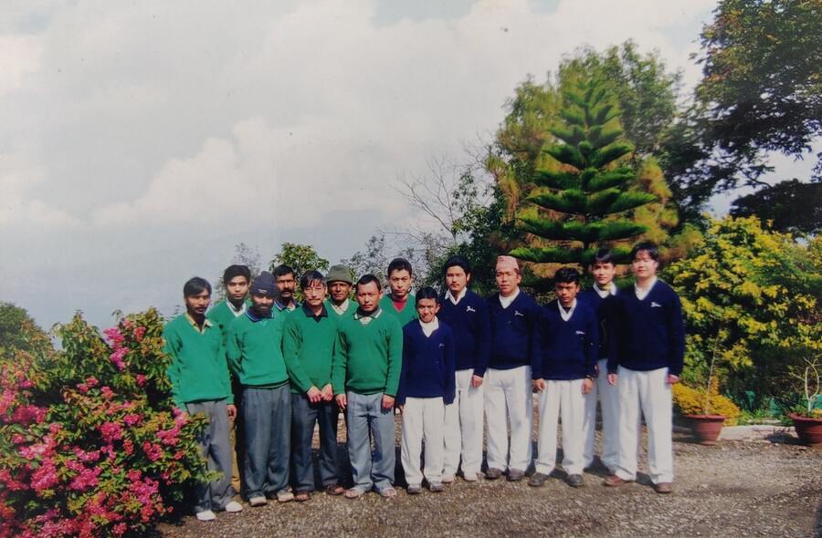 A picture of the Glenburn staff from the early years. On the far right is Sabin Mukhia, who is a third-generation Glenburn resident, now the head chef at the plantation retreat. He was born and brought up in Shikari Dura, one of the eight villages in Glenburn. His grandfather Bikram laid the foundation of the gardens around the Burra Bungalow