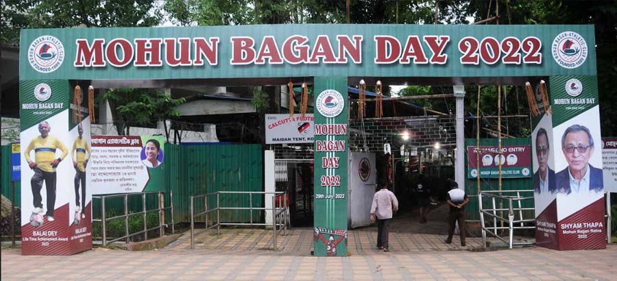 A view of the newly built club tent of Mohun Bagan Athletic Club. The tent will be inaugurated by West Bengal chief minister Mamata Banerjee on August 10. 