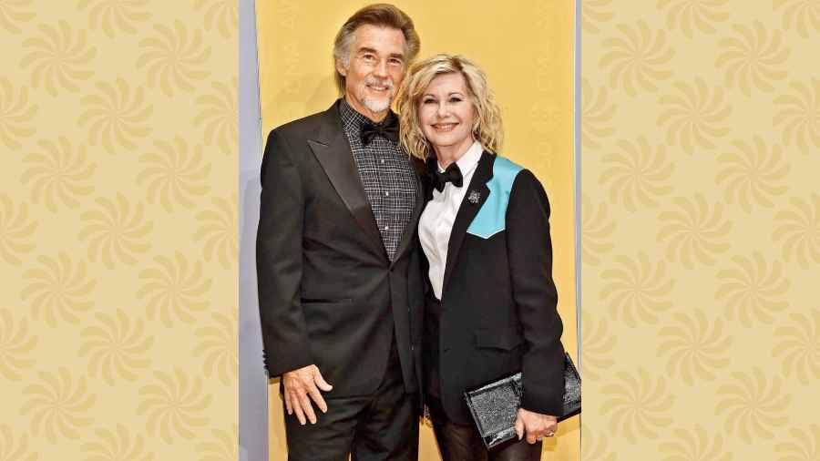 File picture of Olivia Newton-John with her husband John Easterling, who has said: “Her healing inspiration and pioneering experience with plant medicine continues with the Olivia Newton-John Foundation Fund.”