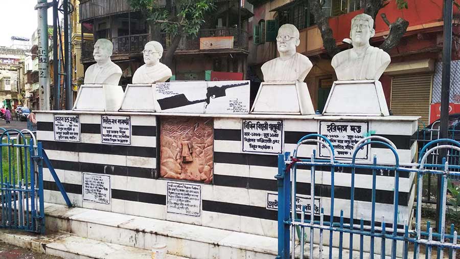 The Rodda Arms Heist Memorial on Ganesh Chandra Avenue in central Kolkata