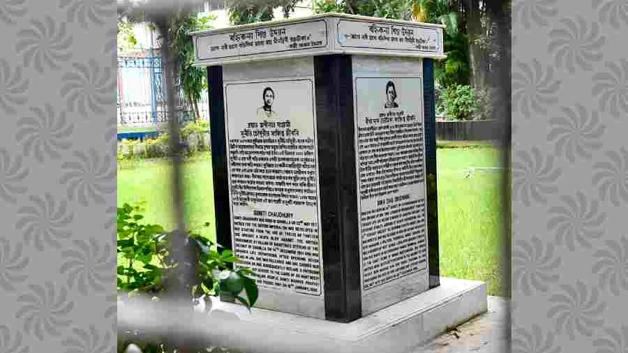 A plaque at Banhikanya Children’s Park on Nandalal Jew Road displays picture and biography of  Bina Das