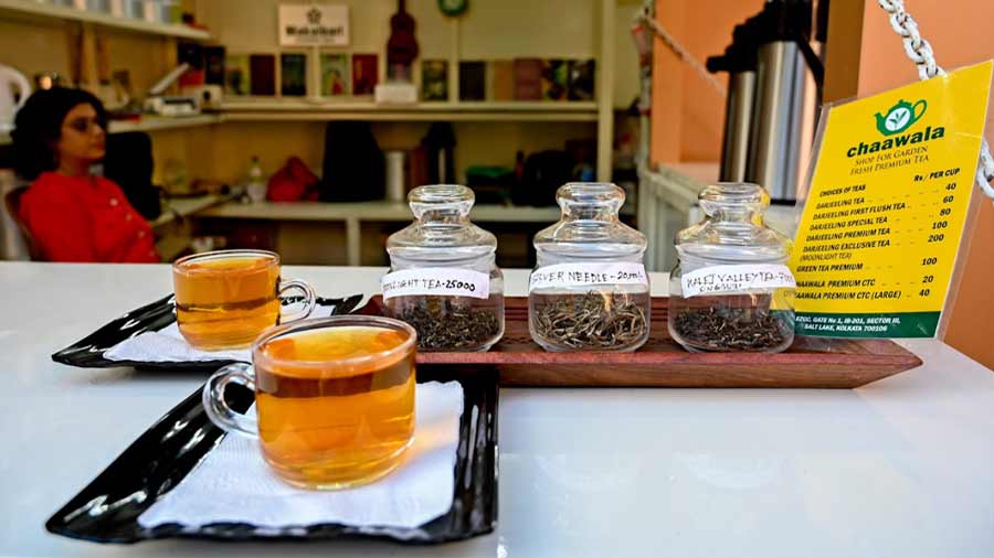 Customers can sip, choose and buy loose leaf tea from the Salt Lake tea stall 