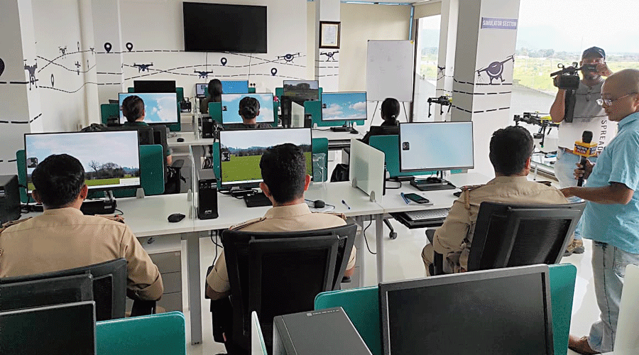 A classroom of the drone school in Guwahati.