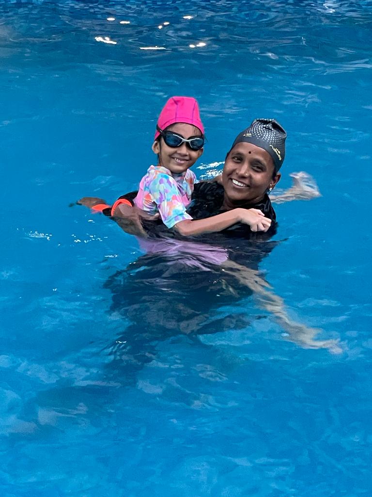 Urmila Gaikwad, a swimming coach at Orchids the International School, passed class 10 exams with her son