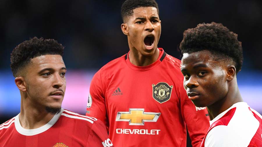 English soccer stars Marcus Rashford, Jadon Sancho and Bukayo Saka were racially abused after they missed penalties against Italy at the European soccer championships last year 