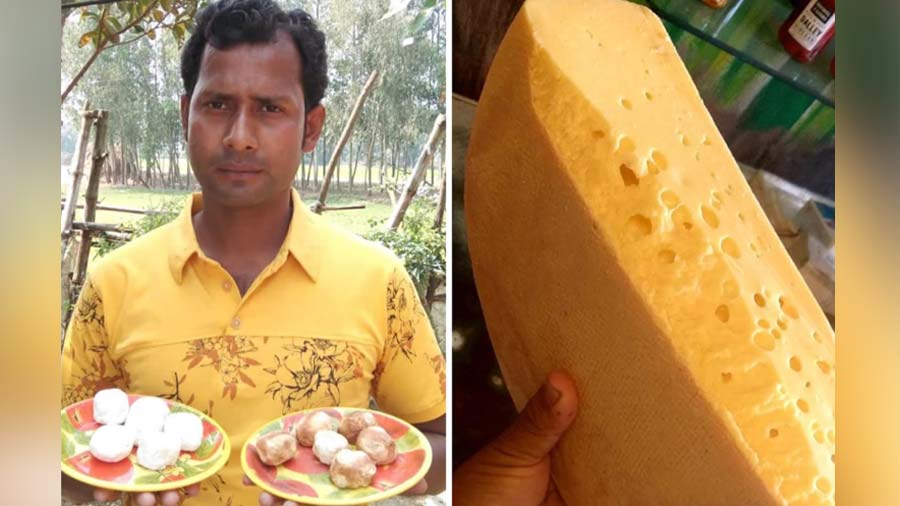 (Left) Palash Ghosh, a 11th-generation Bandel cheese maker; (right) Samuel Yonzon’s Swiss-style Kalimpong cheese