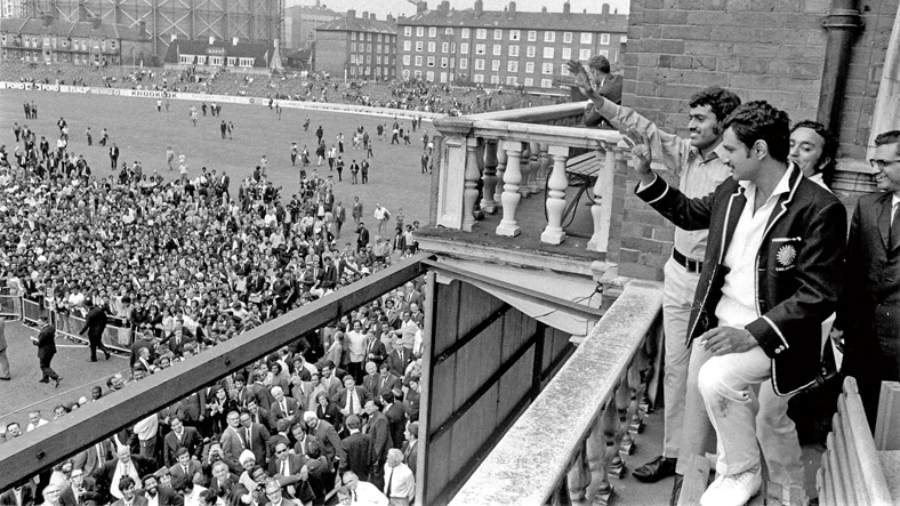 The victorious Indian cricket team at the Oval, England, in 1971
