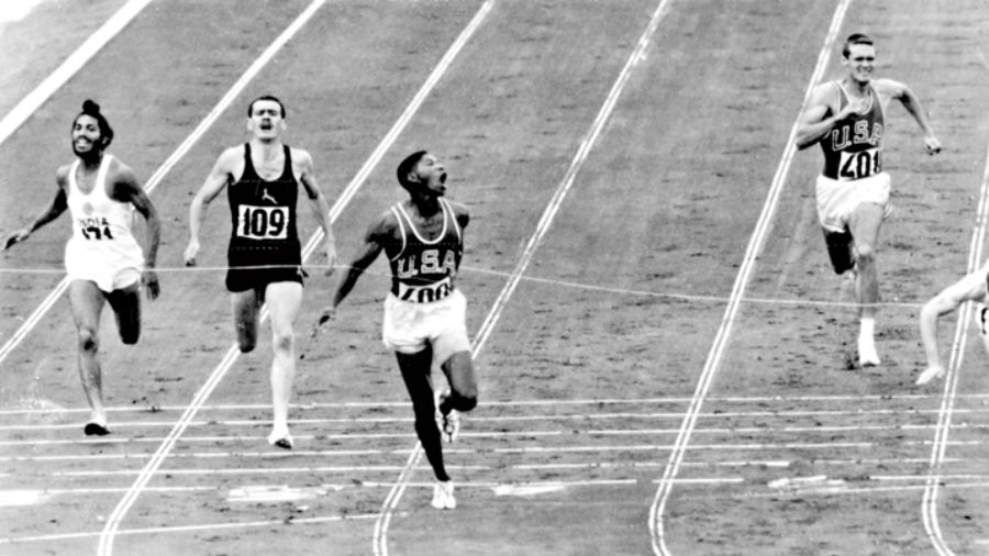 (Left) Milkha Singh at the Helsinki Olympics