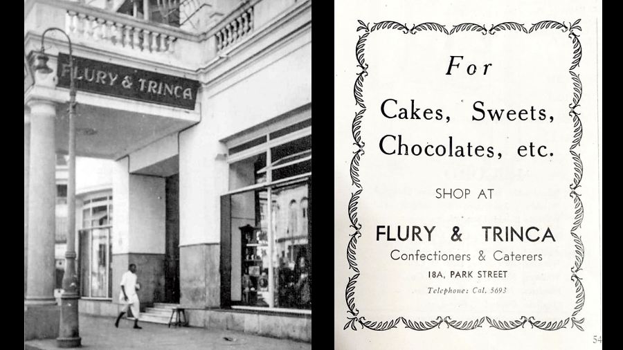 The old Flury & Trinca establishment and its menu card.