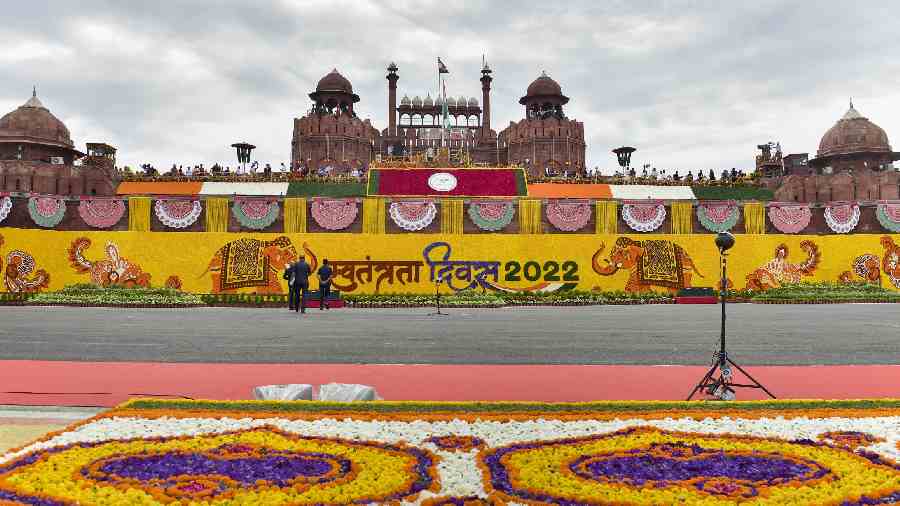 The historic Red Fort decorated on the occasion of the 75th Independence Day