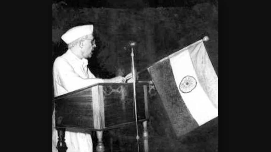 Jawaharlal Nehru, the first Prime Minister of independent India, delivers the ‘Tryst with Destiny’ speech on August 14, 1947