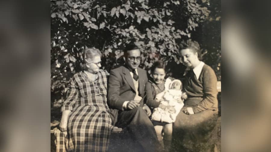 Emilie’s mother, Sachis Ray, Anita and Emilie with baby Ashis in Vienna in 1951