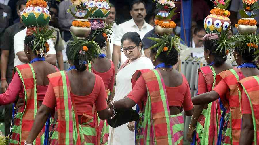 West Bengal Chief Minister Mamata Banerjee during a function on the occasion of 75th Independence Day celebrations, in Calcutta. 