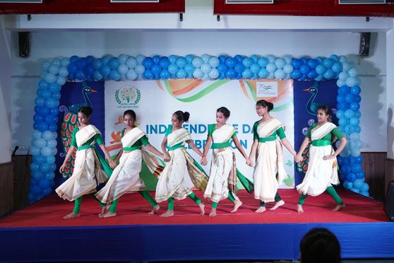 Middle school students perform on Independence day celebration at Ruby Park Public School