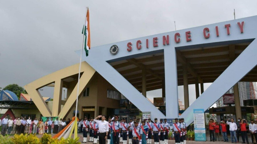 The National Flag hoisting ceremony at Science City on August 15
