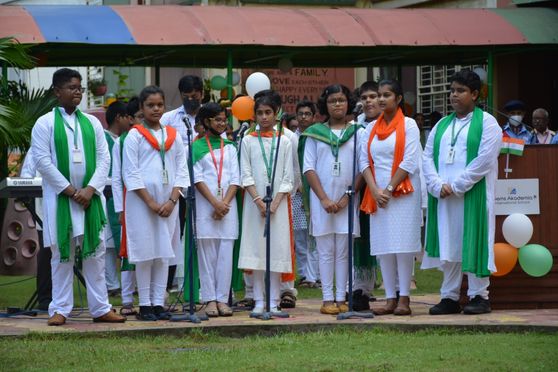 To celebrate on the occasion of Independence day, the students and staff of Gems Akademia International School organised a vibrant programme at the school campus. The programme started with the flag hoisting by the Director and Principal of the school, followed by a spectacular Hindi recitation and musical programme along with dance performances.