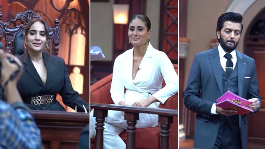 (L-R) Kusha Kapila, Kareena Kapoor Khan and Riteish Deshmukh in the latest episode of ‘Case Toh Banta Hai’
