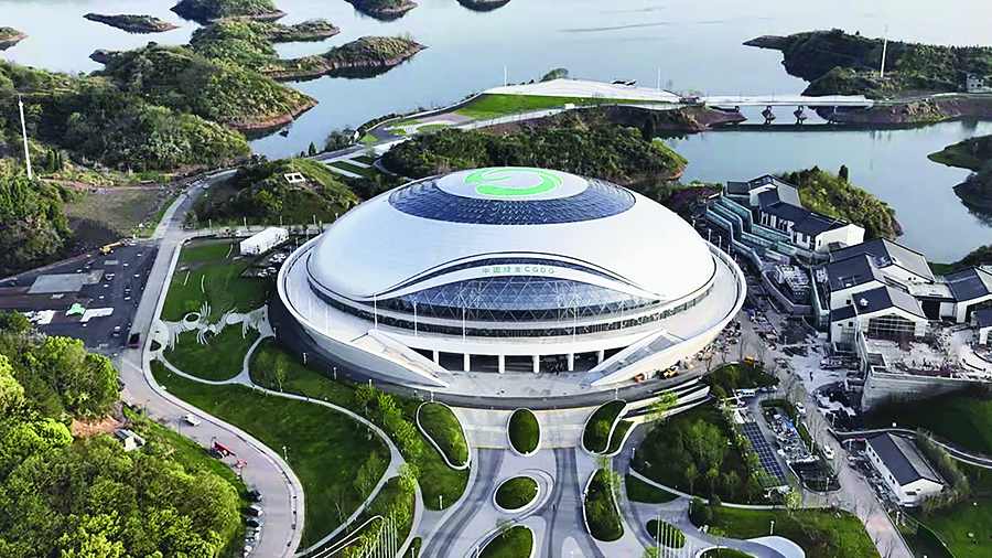 A sports centre in China’s Zhejiang province, one of the Asian Games venues in Hangzhou