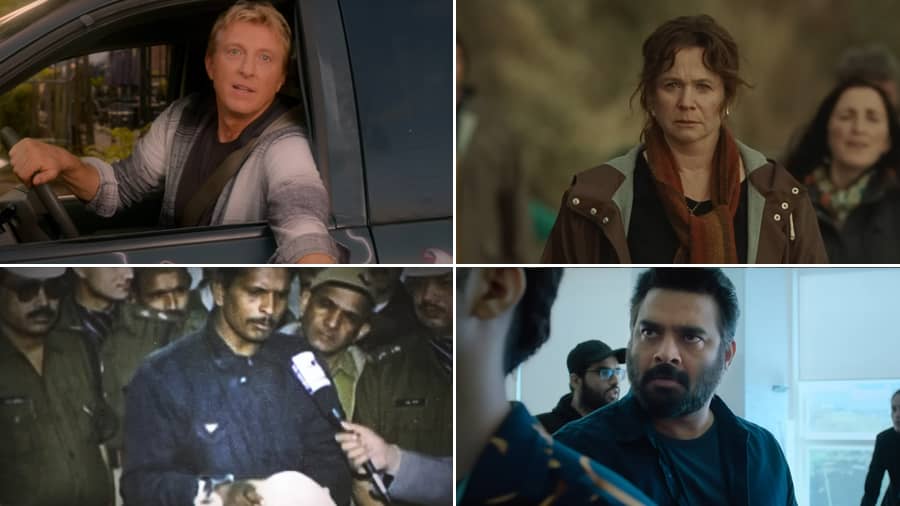 Stills from ‘Cobra Kai S5’, ‘God’s Creatures’, ‘Indian Predator: The Diary of a Serial Killer’ and ‘Dhokha: Round D Corner’. 
