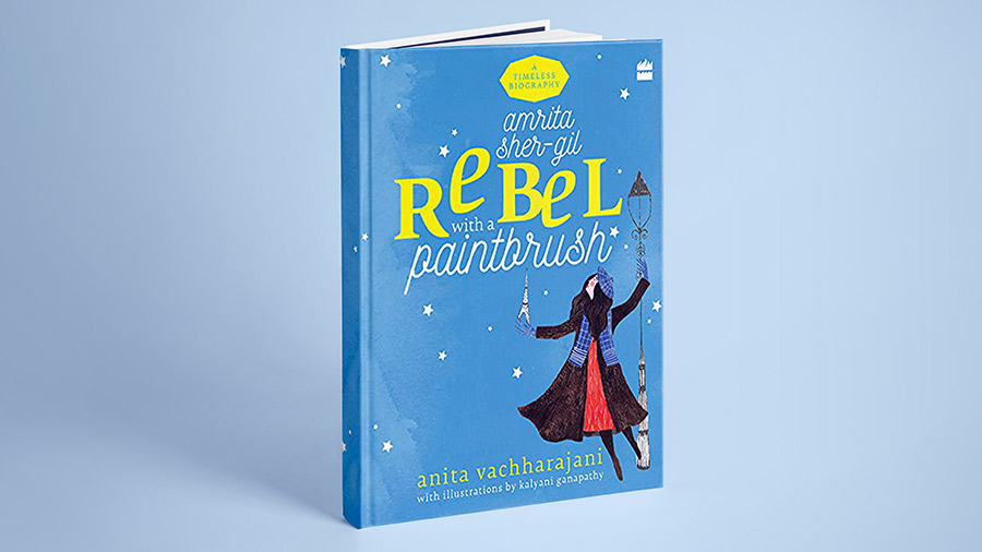 Anita chose a graphic book format to highlight the paintings of Sher-Gil prominently