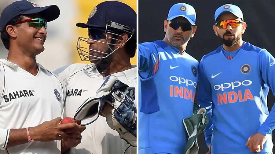 Dhoni has both played under and captained Sourav Ganguly and Virat Kohli