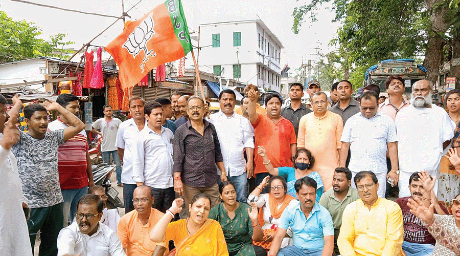 Agitation by BJP workers.