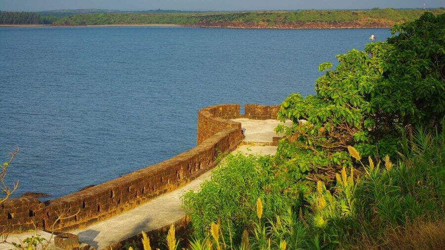 The fort's wide ramparts and bastion offer a stunning view of the sea