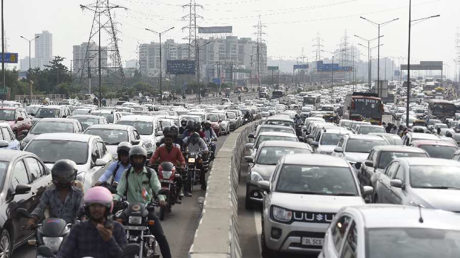 Traffic snarl as Delhi Police has stepped-up security and put up barricades at various places on Delhi borders