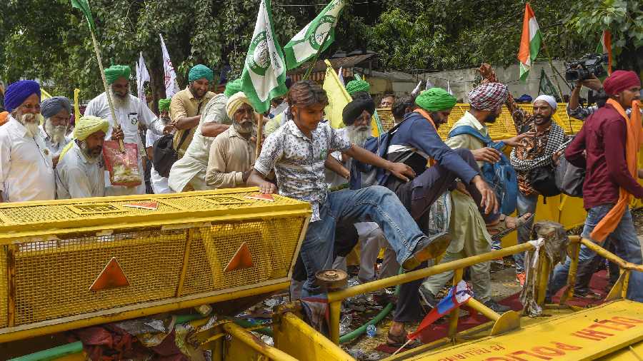 Farmers exercising their right to protest