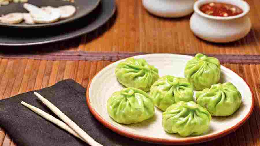 Veg Cheese Mushroom Momos: A rich combination of healthy veggies and flavourful mushrooms, the Veg Cheese Mushroom Momos are steamed with a generous dose of creamy cheese filling inside. It is served with spicy momo dip! Rs 130-plus