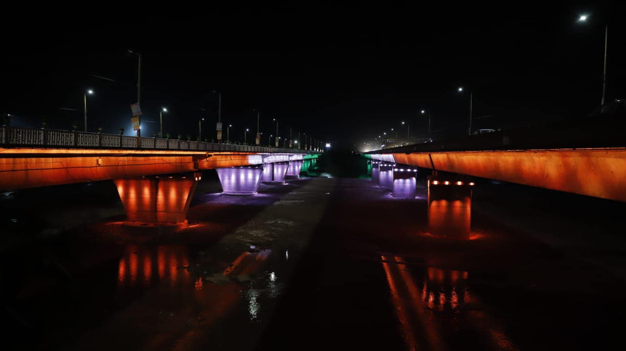 A night view of Tawi bridges in Jammu.