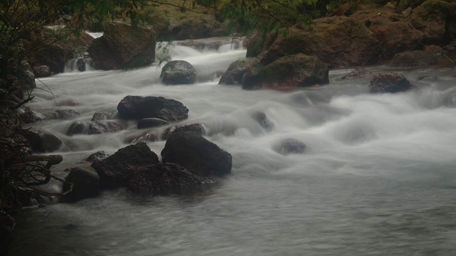 Hiranyakeshi river in full flow during monsoon