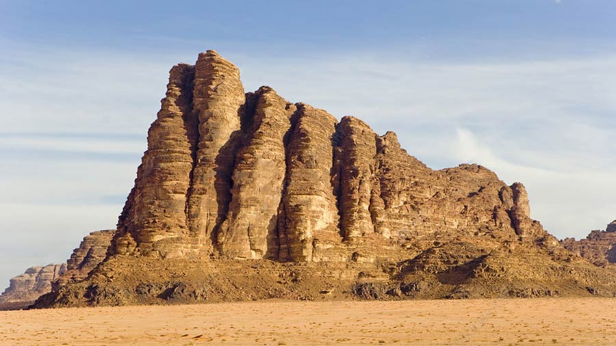 The famous seven pillars of wisdom in Wadi Rum