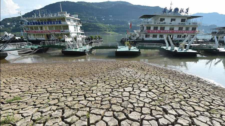 Because of a record drought, the Yangtze is drying up in places like Yunyang county in southwestern China