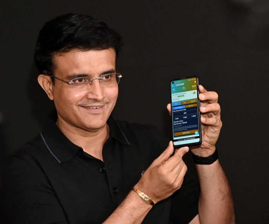 BCCI president Sourav Ganguly promotes a mobile application for purchasing and selling gold online in the city on Friday.