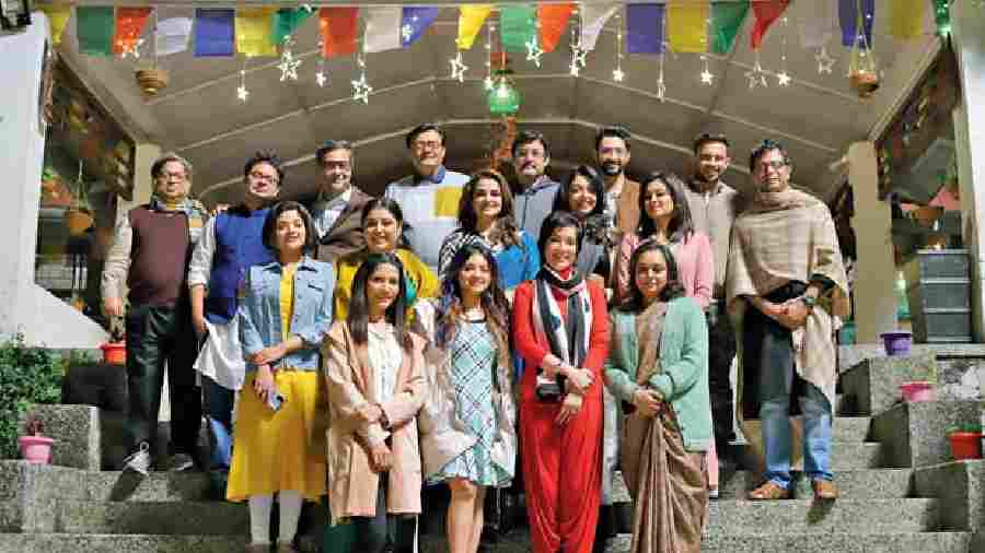 The cast of the film at the shoot location
