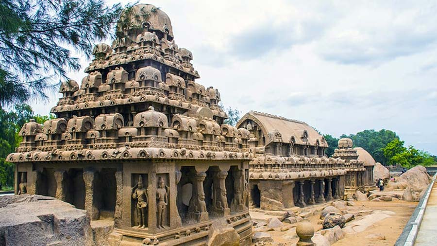 The Pancha Rathas complex, an exquisite specimen of India’s monolithic rock-cut architecture