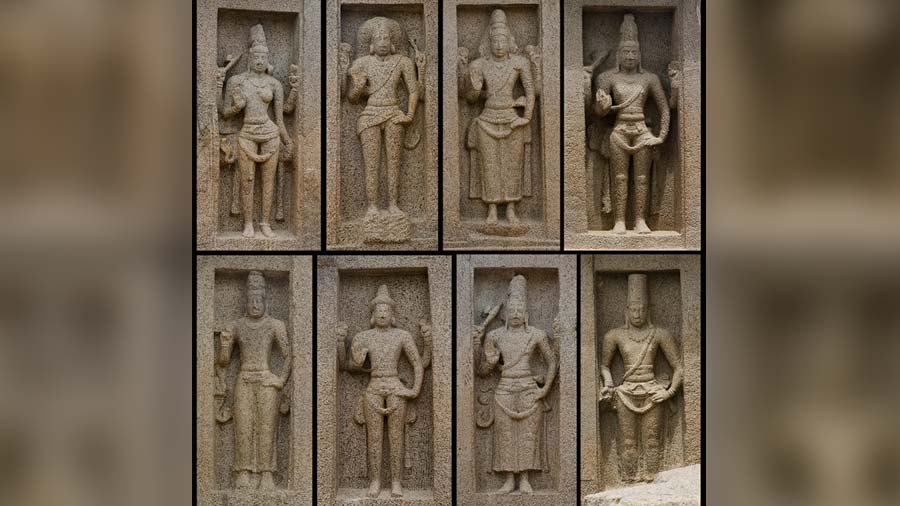 A collage of wall panels from the Yudhisthira Ratha