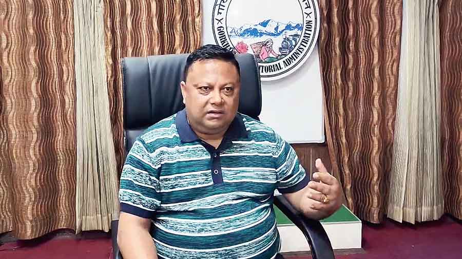 Anit Thapa in his office in Darjeeling on Monday.