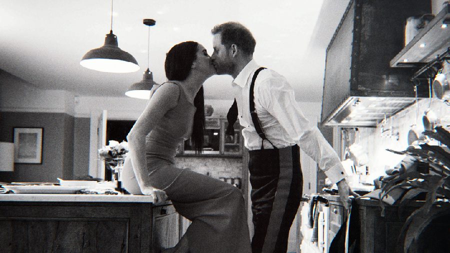 Intimate moment or perfect staging? Meghan and Harry are portraiyed as a candid, loving couple in the series