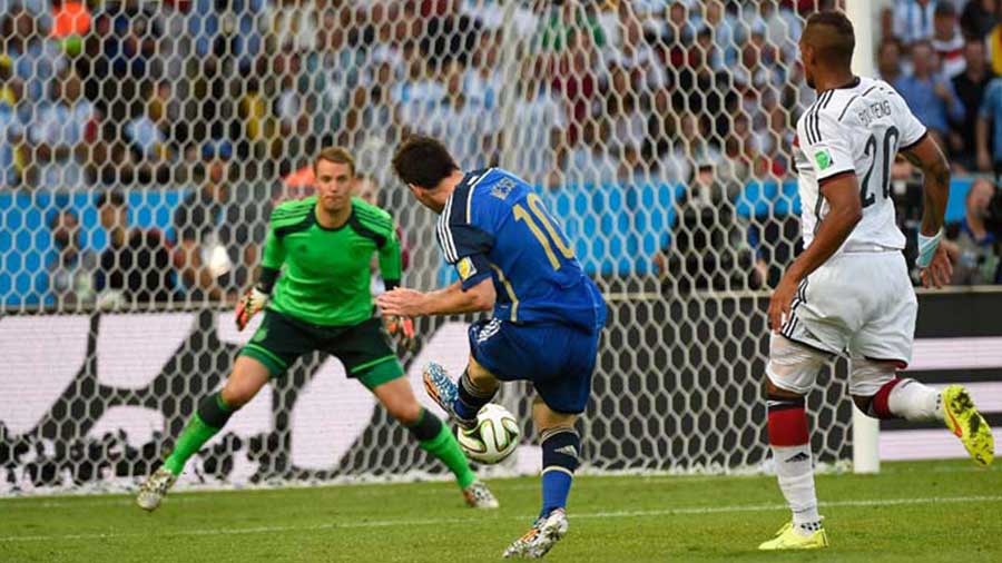 2014: Messi misses: With the entire goal to aim at and the ball in position A1 for his wand of a left foot to caress it, Lionel Messi seemed destined to give Argentina the lead against Germany in the final. Except he did not, as if the footballing gods had willed his shot inches wide of the far post. Messi’s miss was the closest he and his nation came to World Cup glory on Brazilian soil